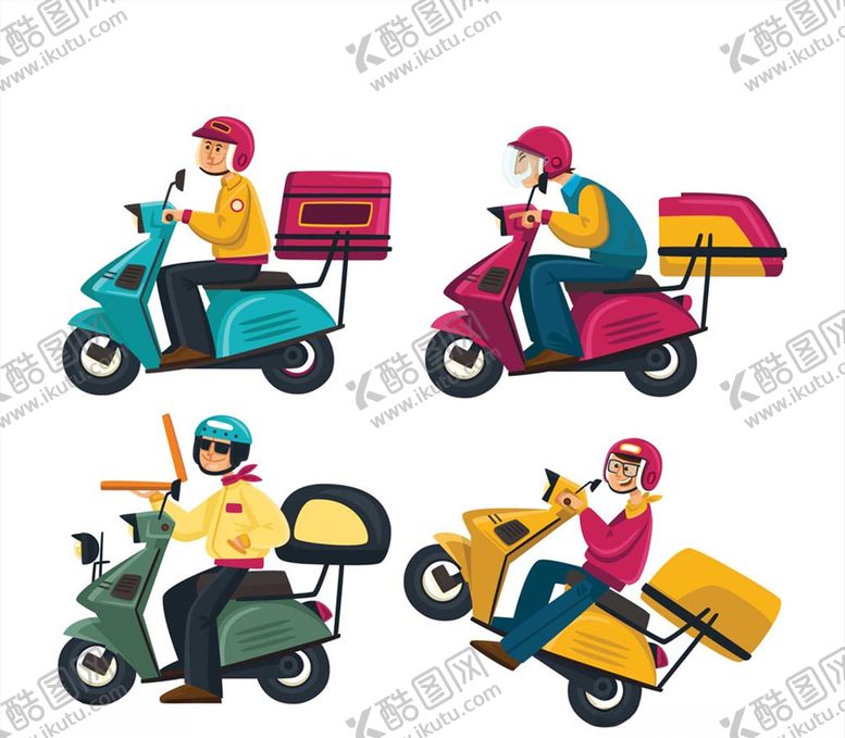 编号：66749810021630306004【酷图网】源文件下载-创意外卖送餐员矢量素材