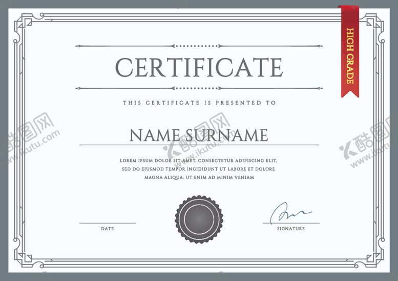 编号：82600309261250467567【酷图网】源文件下载-证书模板