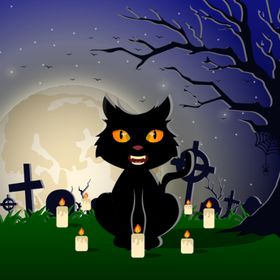 万圣节猫咪卡通形象元素卡通黑