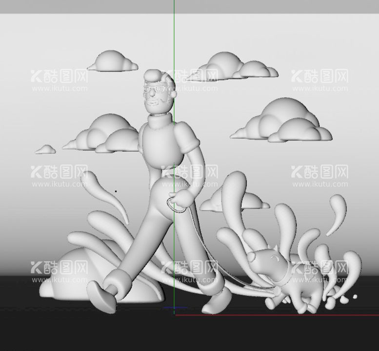 编号：38074911240635337676【酷图网】源文件下载-C4D模型遛狗