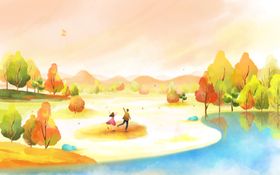 秋天郊外插画