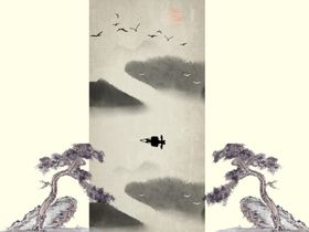 新中式山水装饰画玄关屏风沙发电
