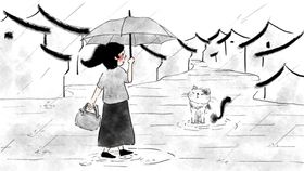 谷雨人物和小兔子插画