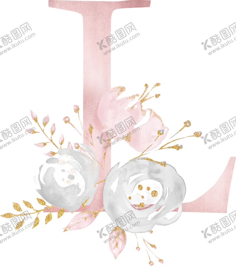 编号：62098407011333555335【酷图网】源文件下载-金粉鲜花字母数字素材