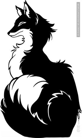 黑白风格的可爱狐狸形象