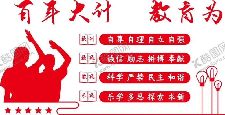 编号：51085706241119523913【酷图网】源文件下载-学校楼梯文化墙励志文明校园展板
