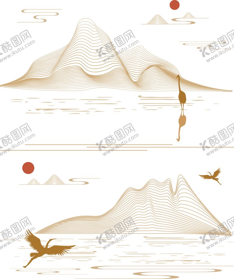 编号：80124510080828088967【酷图网】源文件下载-山水线条图