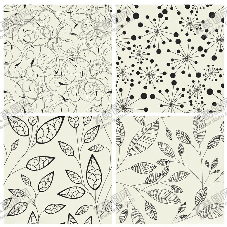 编号：91023610300809376520【酷图网】源文件下载-手绘植物花卉无缝图案