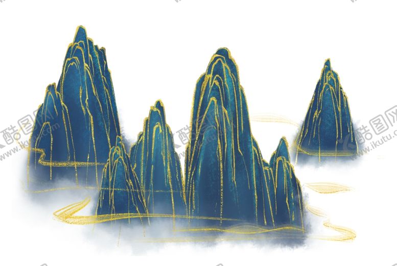 编号：17638309130118436075【酷图网】源文件下载-水墨山水中国风烫金线