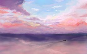 天空油画图片