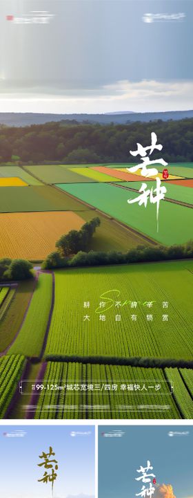 芒种二十四节气田野丰收海报