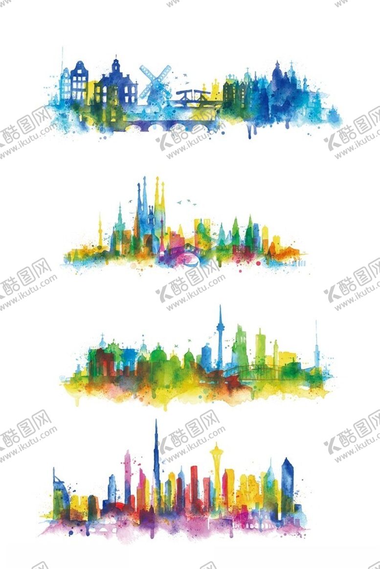 编号：96967301262010454180【酷图网】源文件下载-水彩城市