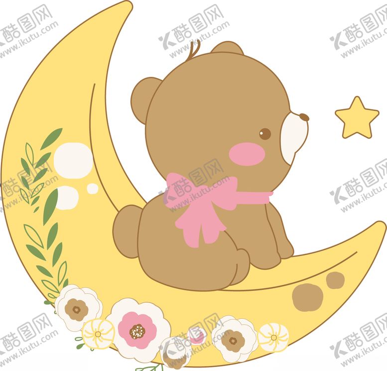 编号：49873204301837149266【酷图网】源文件下载-坐在月亮上看星星的熊