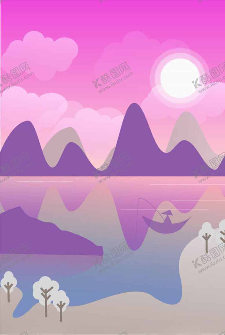 编号：68227109250454215082【酷图网】源文件下载-山水垂钓插画