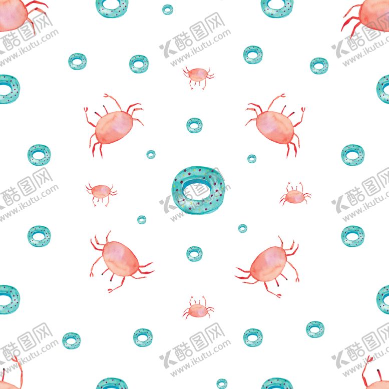 编号：64227205152228387550【酷图网】源文件下载-夏季可爱手绘水彩无缝插图