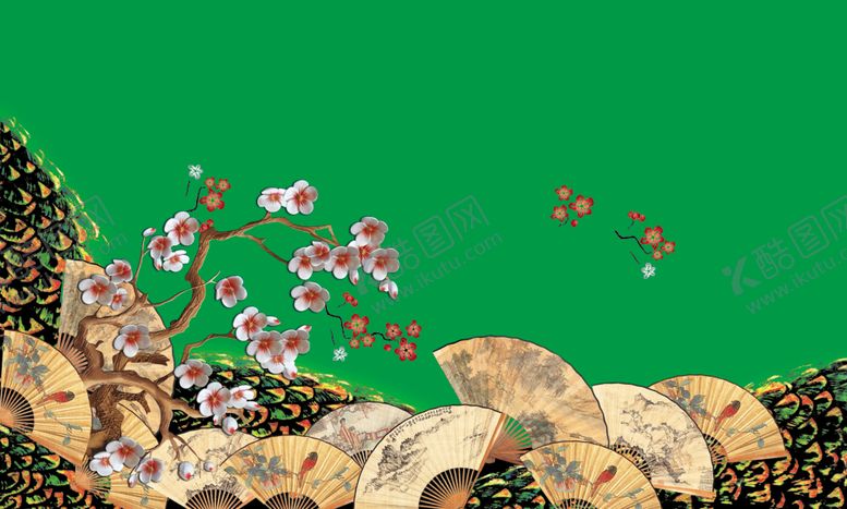 编号：71869207021809122222【酷图网】源文件下载-孔雀扇子梅花