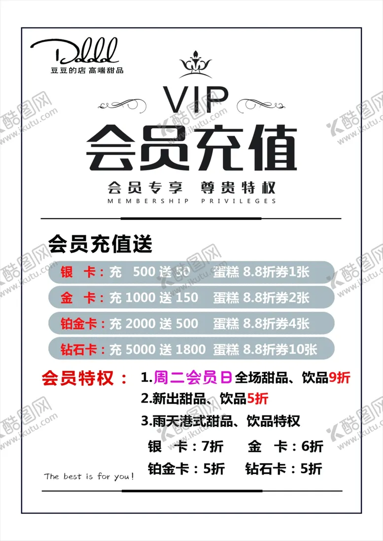 编号：91855806280903537049【酷图网】源文件下载-蛋糕店会员充值VIP卡