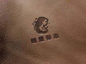 皮革效果图logo样机古风