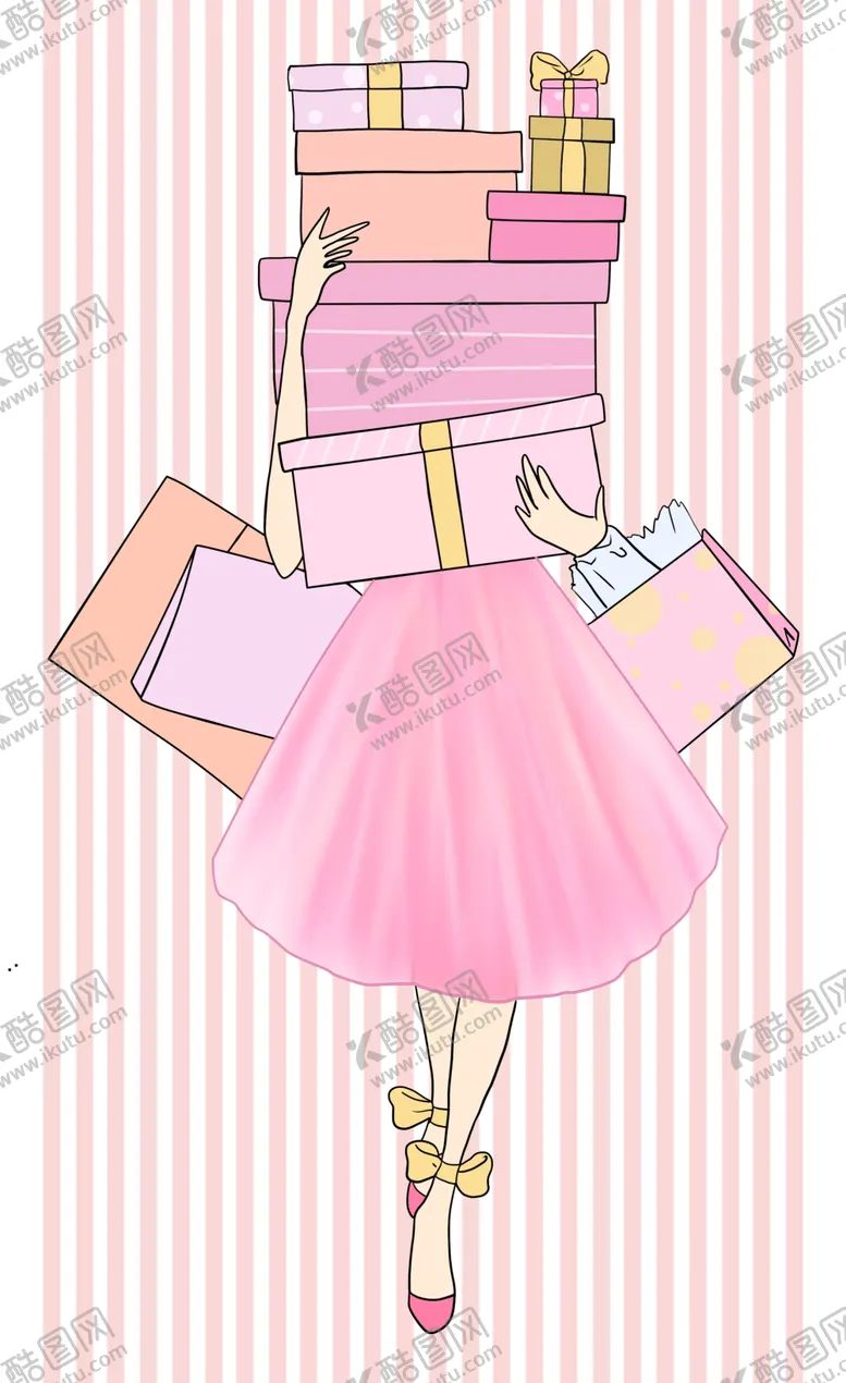 编号：43143109130713209740【酷图网】源文件下载-手绘购物女孩