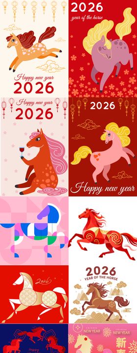 马年卡通系列海报