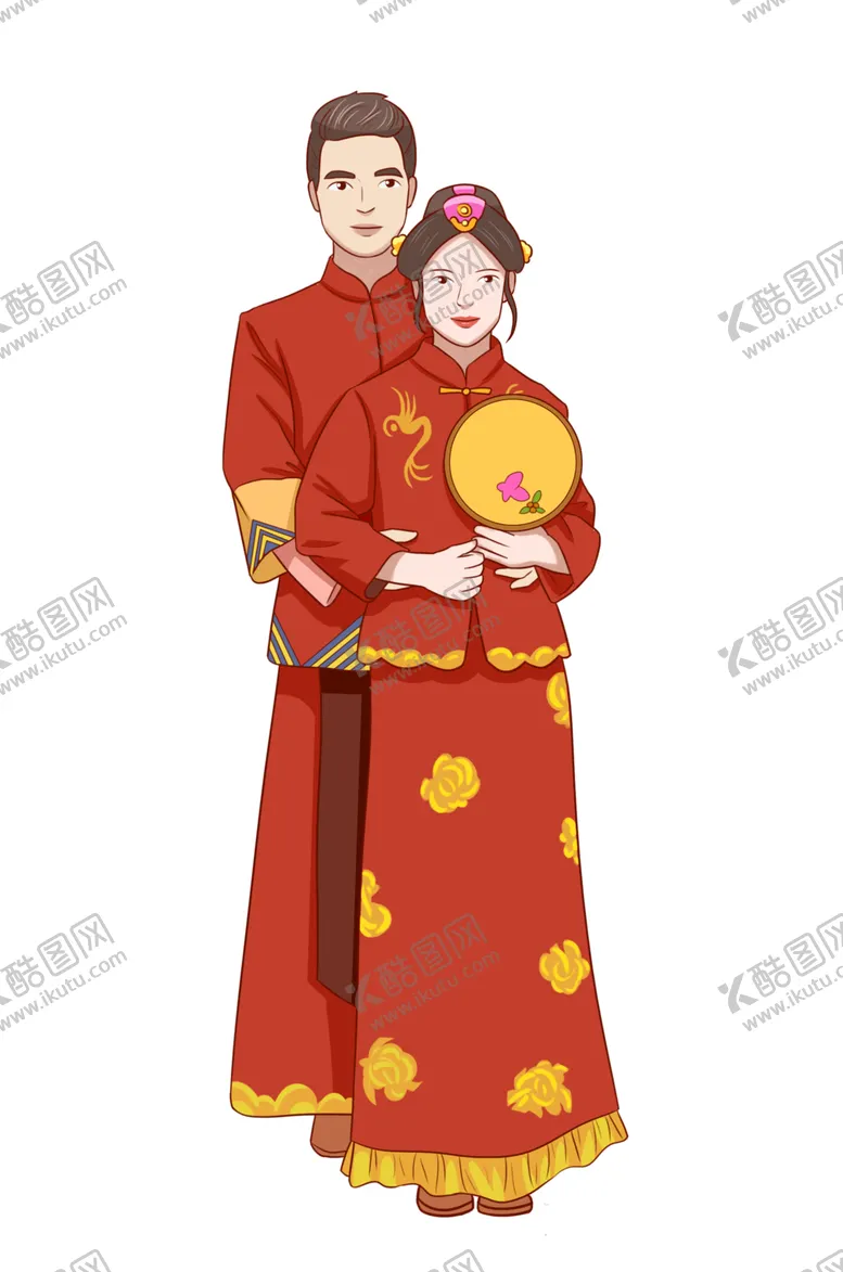 编号：66859404090303393689【酷图网】源文件下载-卡通新郎新娘PNG免扣素材