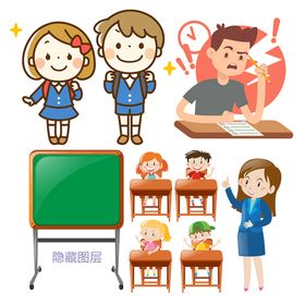 幼儿园老师学生矢量素材图