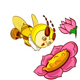 采花蜜的小蜜蜂插画