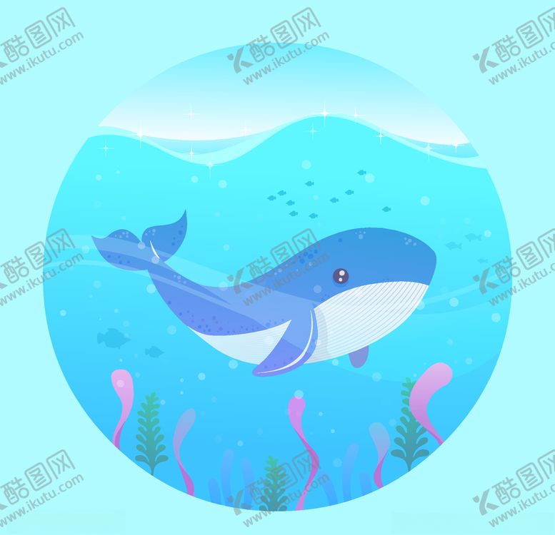 编号：94598306262339351197【酷图网】源文件下载-手绘矢量鲸鱼