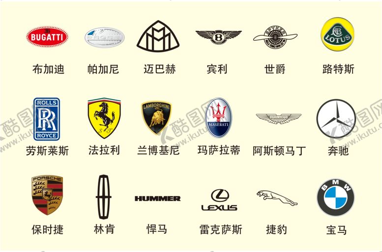 编号：26318307081844005123【酷图网】源文件下载-汽车标志