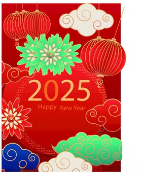 红色新年元旦2025年