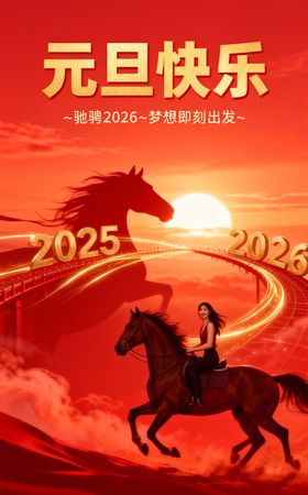 元旦快乐2024龙马奔腾图