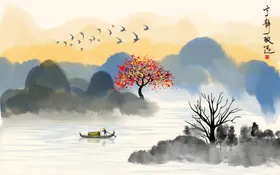 国画山水图山水裱山水山水展