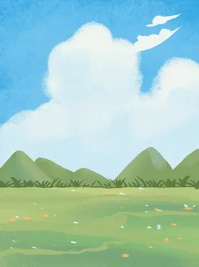 蓝天白云春草地风景