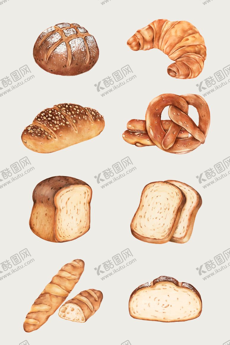编号：80514601130749466209【酷图网】源文件下载-手绘面包烘培插画