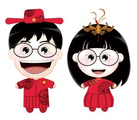 卡通新郎新娘PNG免扣素材520设计中国风人物结婚元