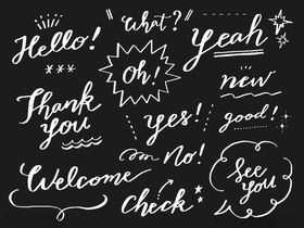 黑板上的多彩手写英文短语