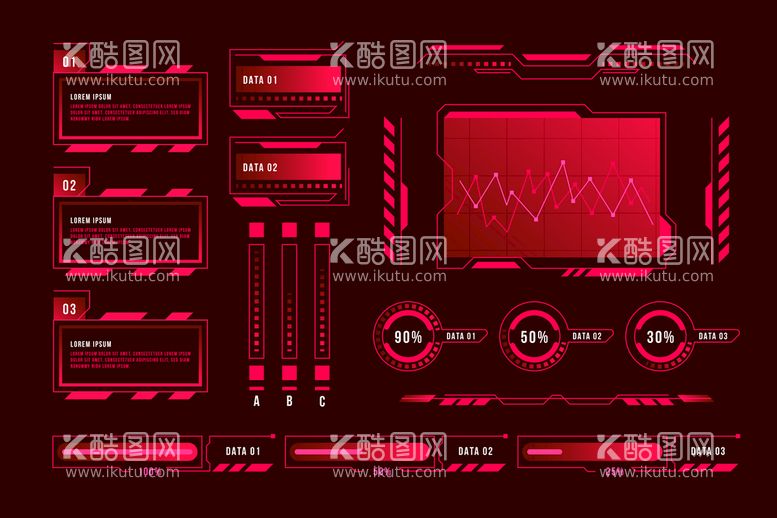 编号：34518010060823325973【酷图网】源文件下载-红色科技UI