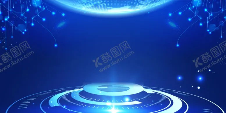 编号：69754302150212419531【酷图网】源文件下载-蓝色光效展板背景