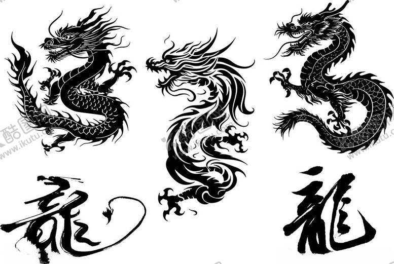 编号：55186511021332099172【酷图网】源文件下载-中式龙纹图案设计素材