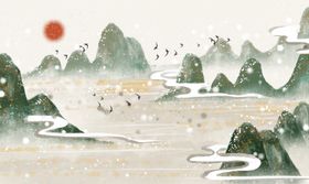 中国风新中式山水画