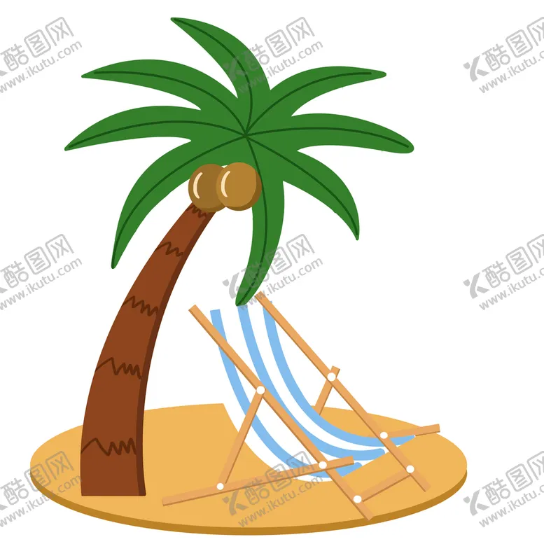 编号：14386410170318348733【酷图网】源文件下载-手绘海滩椰树