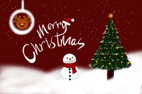 圣诞雪景中的雪人圣诞树