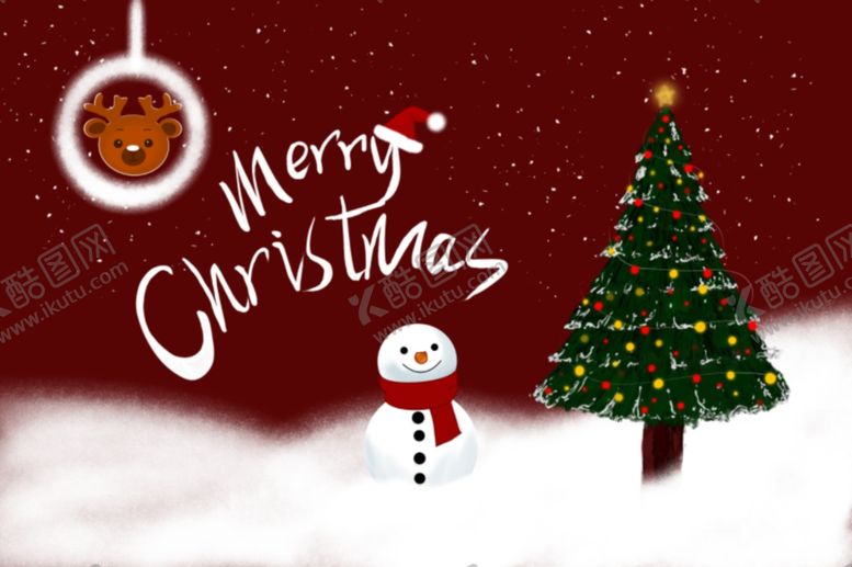 编号：86099812181934165520【酷图网】源文件下载-圣诞雪景中的雪人圣诞树