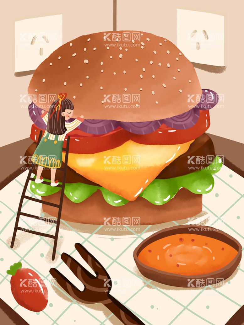 编号：47621010071257078536【酷图网】源文件下载-美食插画