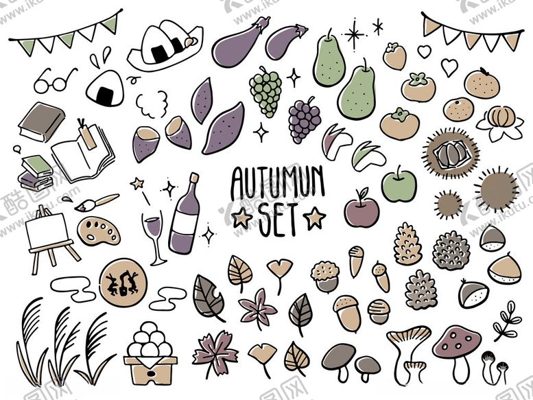编号：79137209261551197783【酷图网】源文件下载-秋季元素插画集合