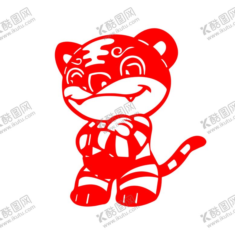编号：14471602021845028224【酷图网】源文件下载-虎年老虎卡通老虎剪纸窗花窗贴