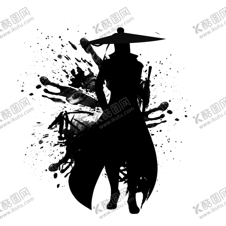 编号：59861709141755387683【酷图网】源文件下载-武侠水墨人物画  水墨武术装饰画
