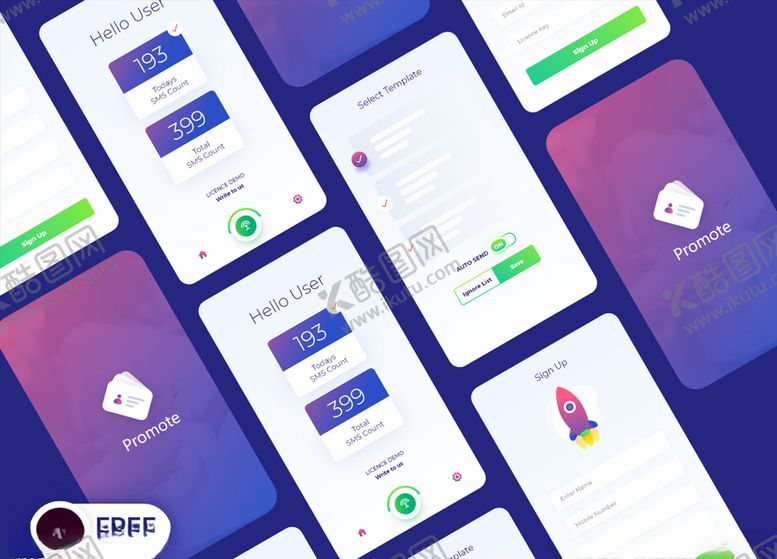 编号：88159704181819558207【酷图网】源文件下载-xd认证紫色UI设计启动页注册