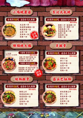 复古砖墙风美食菜单展示