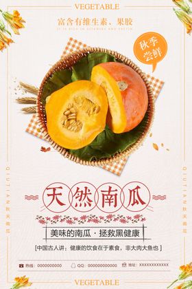复古天然南瓜秋季美食海报